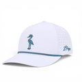 2 POPS Golf The Heron coastal blue five-panel performance golf hat with laser-cut ventilation and rope detail